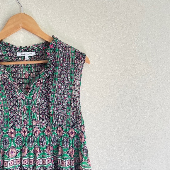 Rose and Olive Purple and Green Flowy Tank - Picture 4 of 6